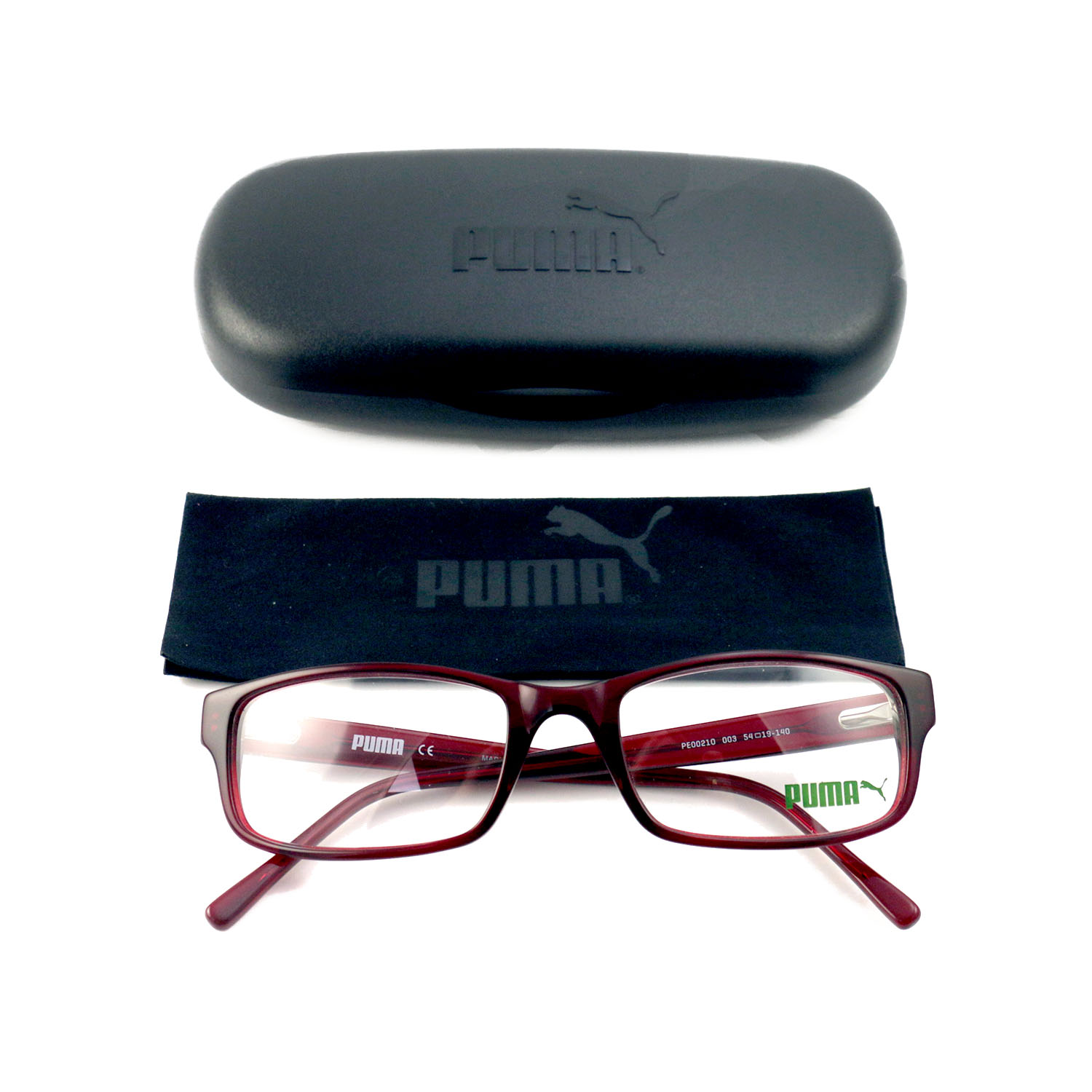Puma Eyeglasses Women Clear Red Frames Rectangle 54 19 140 PE0021O 003 ...