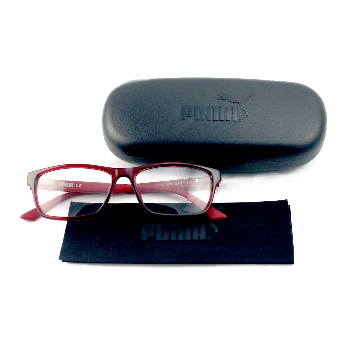 Puma Eyeglasses Unisex Red Full Rim Square 53 15 140 PE0010O 008 | eBay