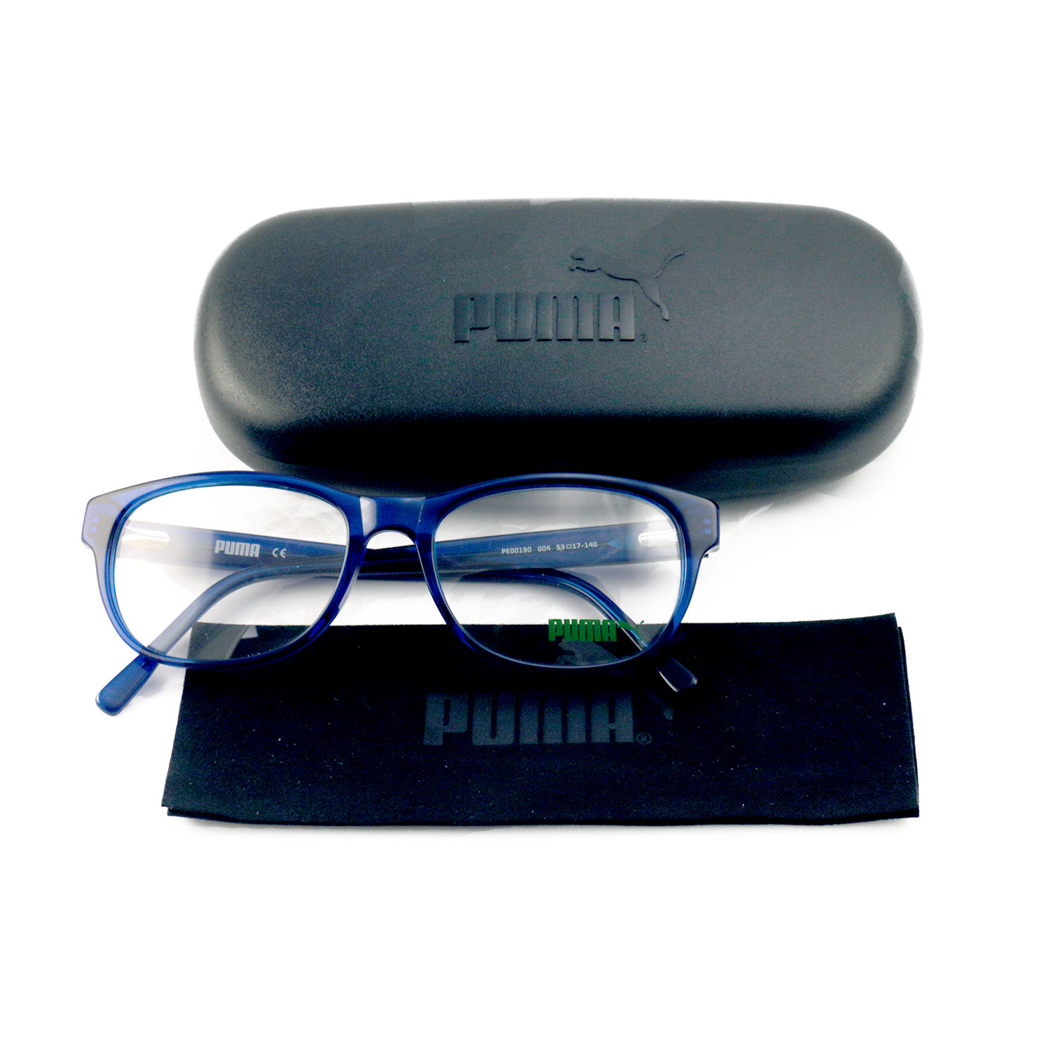 Puma Eyeglasses Men or Womens Clear Blue Frames Oval 53 17 140 PE0019O ...